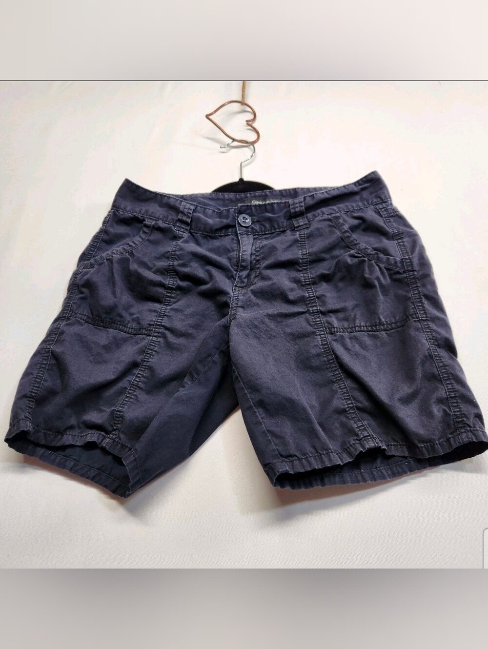 ⭐️Calvin Klein Jeans Womens 10 Navy Blue Utility Cargo Bermuda Walking Shorts 10